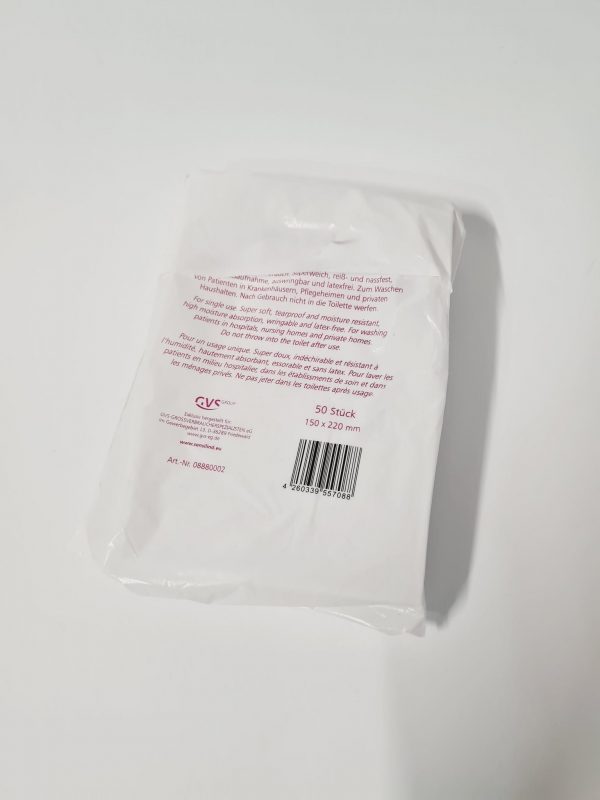 Einmal- Waschhandschuh mit Softnoppen von sensilind complete care - Rückseite