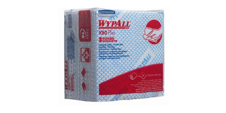 WypAll® X80 Plus Wischtücher, 1-lagig, 34,5 x 33,5 cm, 30-er, Die WypAll® X80 Plus Wischtücher wurden eigens für anspruchsvolle Reinigungsvorgänge in der Lebensmittelindustrie entwickelt. Die Reinigungstücher wurden mit Powerpocket-Prägung für verbesserte Reinigung und Schmutzaufnahme entwickelt. Die fortgeschrittene Hydroknit*-Technologie sorgt dafür, dass jedes Tuch stark, strapazier- und äußerst saugfähig ist und nicht reißt.